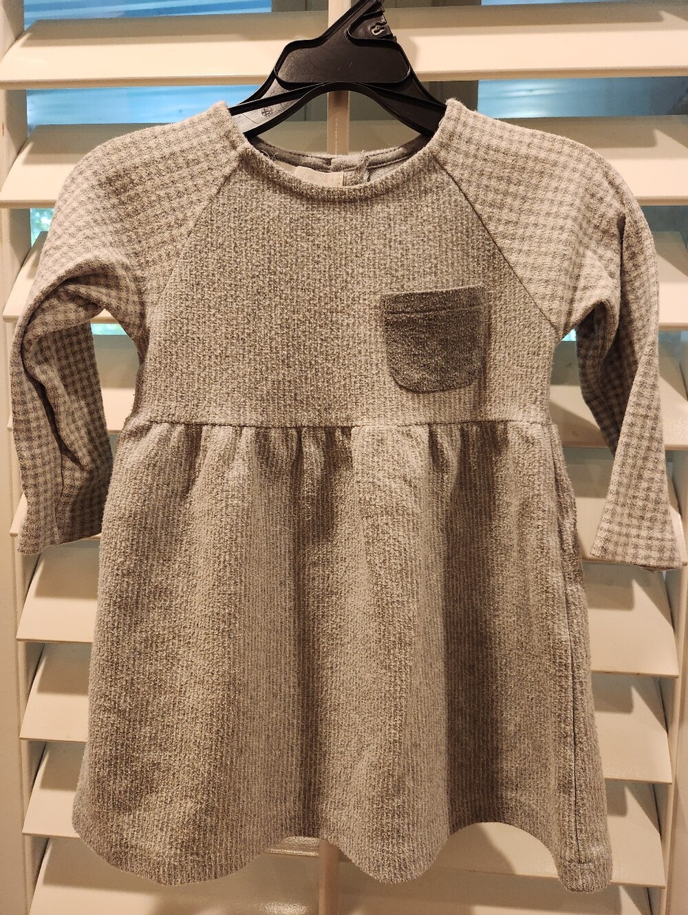 Zara Girl's Cozy Grey Knit Long-Sleeve Dress,  Size 18-24M